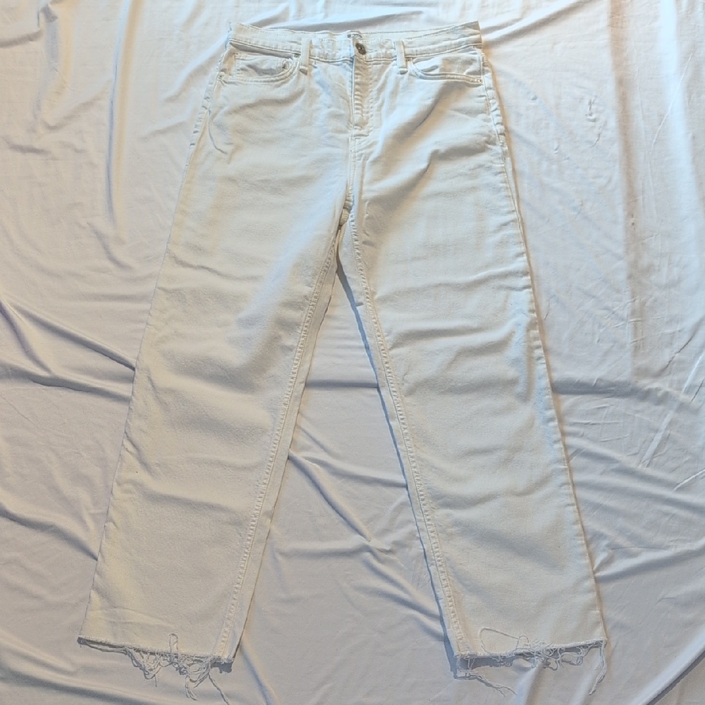 Hudson White Jeans with Frayed Hem